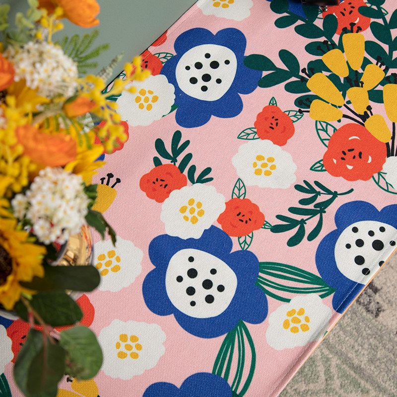 田园风美式碎花防尘电视柜盖布防烫防水棉麻长方形台布餐桌桌旗