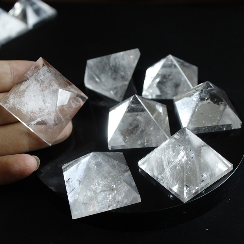 工厂销天然白水晶原石矿石金字家居书G桌摆件消磁净化汽车内室装