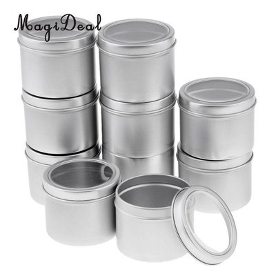 10 Aluminum Tin Jar (100ml) Cosmetic Container Round Tin Can