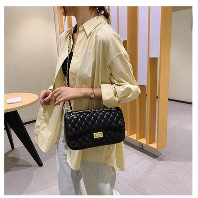 网红Women's Shoulder Bag Pu Leather Lingge Pattern Women's S