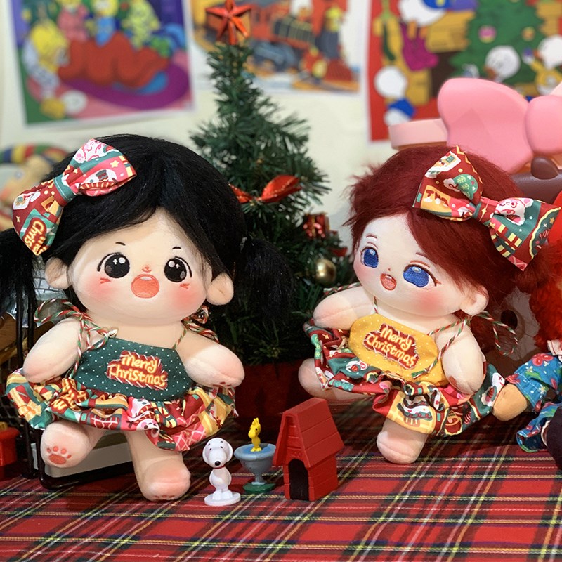 是胡萝卜呀 棉花娃娃20cm娃衣 中国H风新年圣诞辣妹 可爱小裙子女