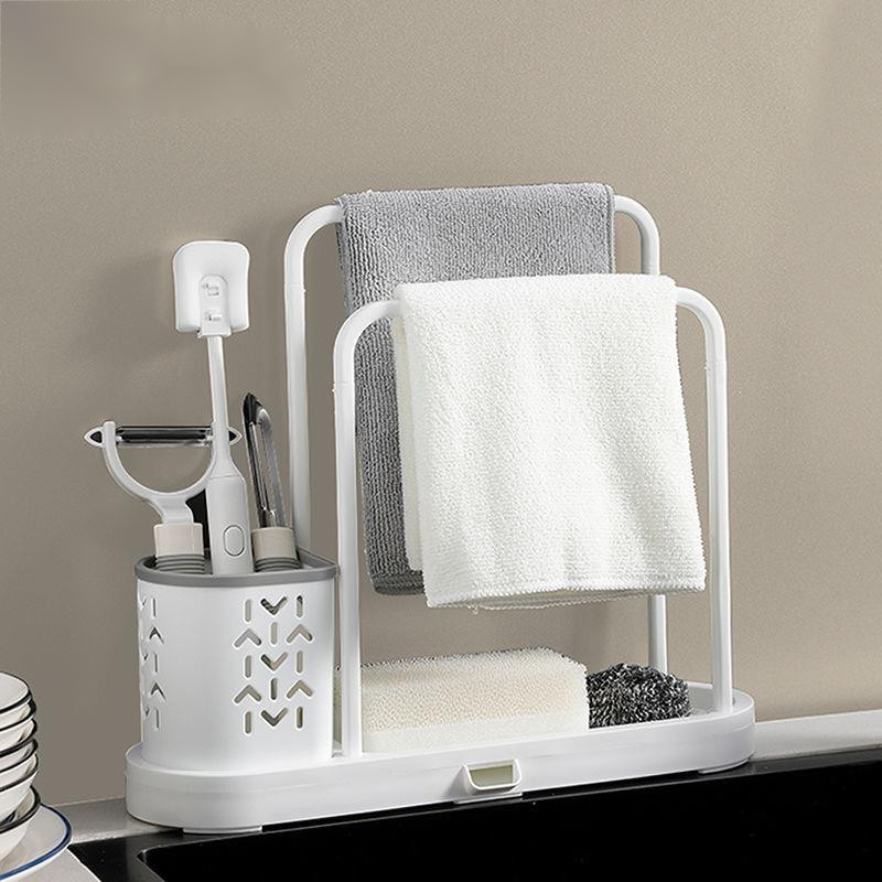 沥水架厨房e抹布钢丝球海绵置物架菜板厨具收纳水槽台面免打孔洗