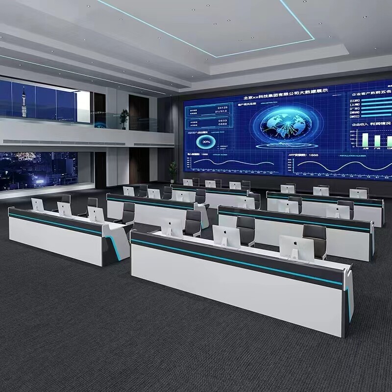 指挥中心操作g烤台简约代科技感监控控现室工作台7zxutiv4集台漆