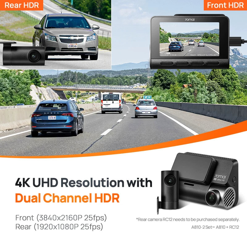 70mai A810 4K видеорегистратор CAM CAM CAM CAM DVR GPS ADAS 24H парковочный регистратор