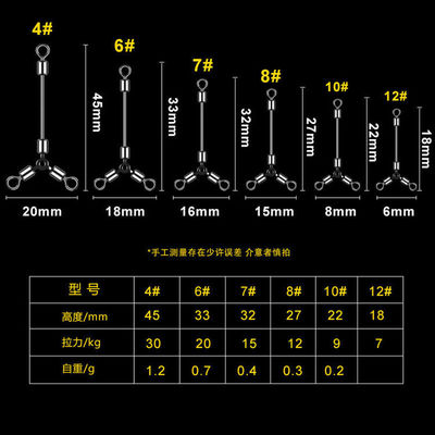 急速发货长脚三叉O型环八8字环转环超连结器分钩器钓鱼小配件防子