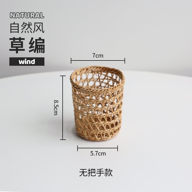 日韩式手工小藤篮竹o编篮子藤编草编竹篮编织篮笔筒收纳手提