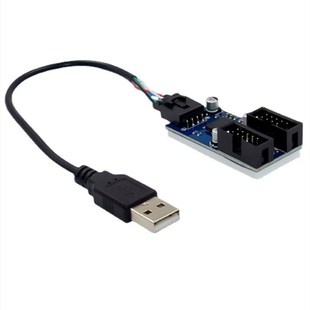 电脑主板USB9针一分二四扩展卡USB倍增器9PIN母1拖2集线器分线器