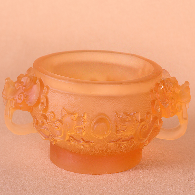 琉璃龙聚宝盆传h统桌面装饰家居酒店聚财摆件商务开业生日乔迁礼