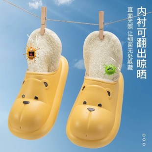 女冬季 冬款 外穿室内家居202新款 男士 加绒包跟月子棉鞋 防水棉拖鞋