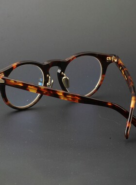 复古手工配近视眼镜架圆框男女潮梨形配防蓝光近视镜框黑 10529