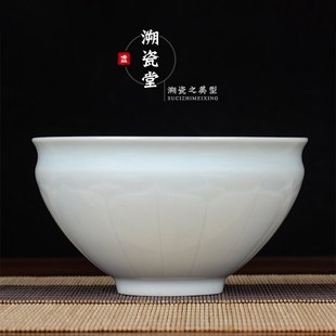 95N宋点茶标准12口径影u青雕莲瓣大束口盏点茶碗主人杯单杯宋代点