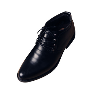 尖头高帮皮鞋男加绒男鞋子韩版英伦青年短靴休闲商务正装男靴皮鞋