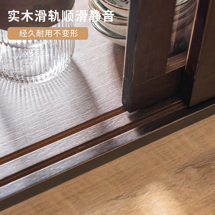 日式餐边柜实木桌面小碗柜收纳柜家用厨房置物架台面新中式储物柜