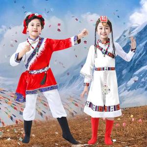 新款六一a蒙古舞蹈演出服儿童表演服饰56个少数民族服装儿童藏族