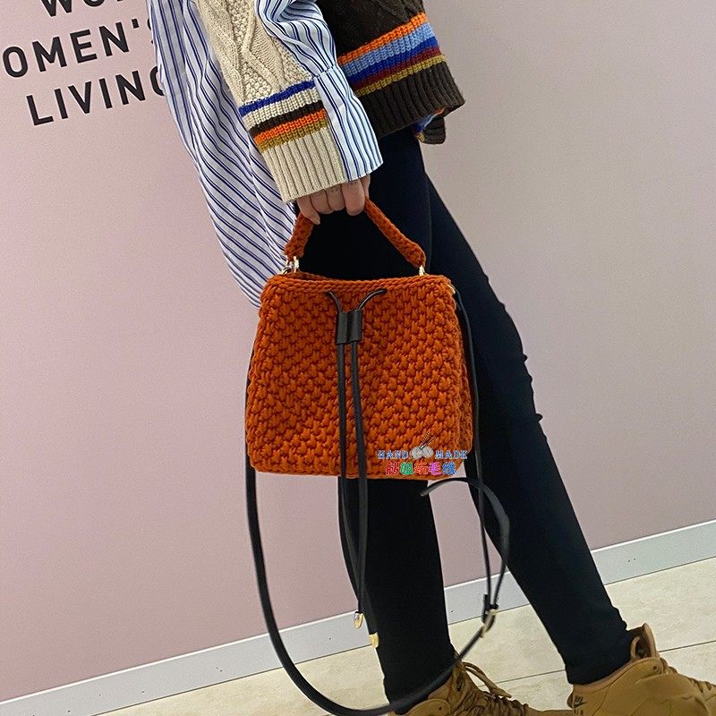 腿姐玩毛线 方形束口百变小背包diy编织材料包手工斜跨女背包成品,服饰配件/皮带/帽子/围巾,DIY编织材料包,淘宝优惠券,粉丝福利购,淘宝优惠卷