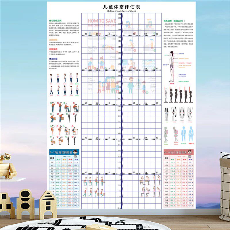 青体儿体态评估表少适能舞蹈模特跆拳图培训身高s体测矫正道墙纸