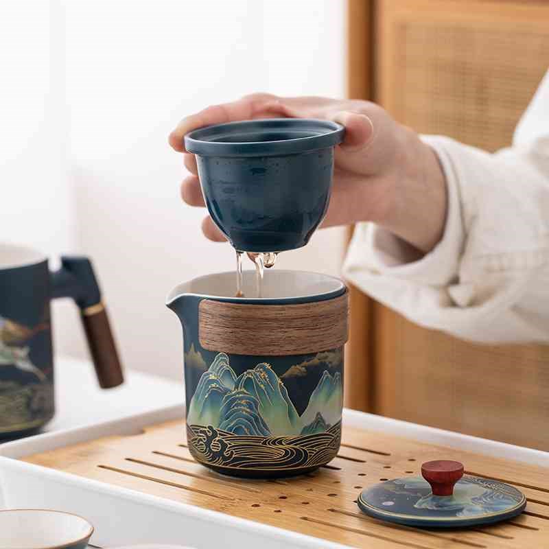 旅行茶具套装便捷包家用户外旅游简约功夫茶杯泡茶壶茶盘商务礼品