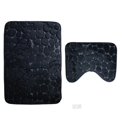 Bathroom Bath Mat Set Toilet Rugs Flannel Anti Slip Shower C