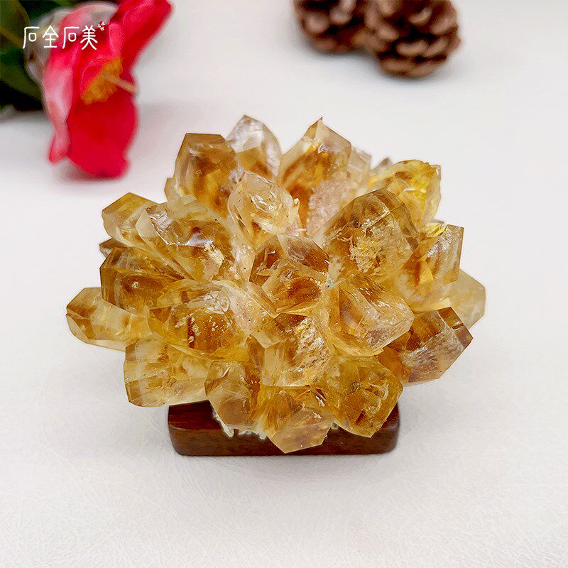 天然黄水晶簇黄幽灵水晶原石手链吊坠消磁石送礼家居办公室装饰摆