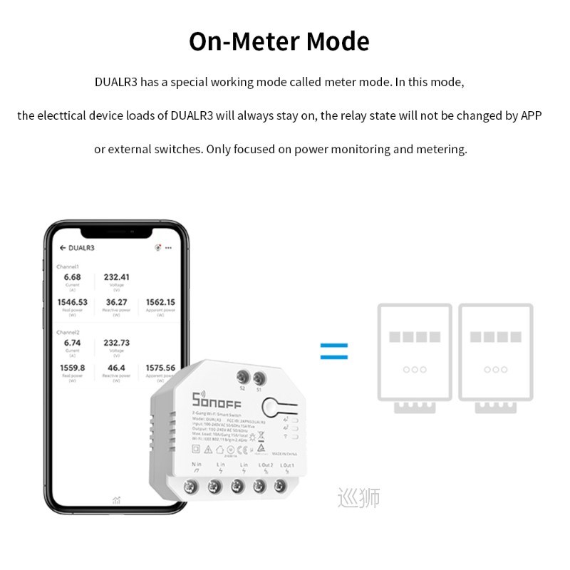 1-20PCS Sonoff DualR3 Dual Relay Module Wifi Switch DIY 2 Ga