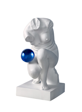 欧式抽象艺术雕塑摆件样板房售楼处酒店电镀蓝珠R少女客厅玄关陈