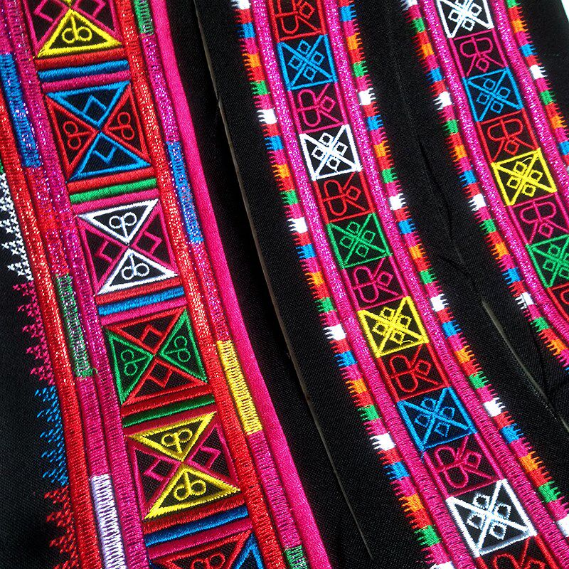 2021新款亮丝红金丝长条刺绣花边拉祜族少数民族风绿春服装辅料