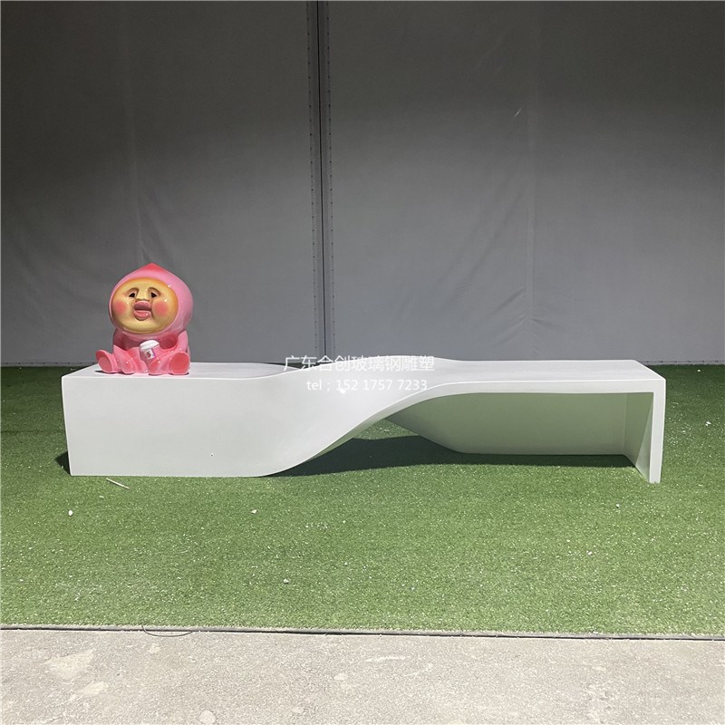 玻璃钢美陈彩绘休l闲长凳个性麻花造型商场休闲等候座椅烤漆长方