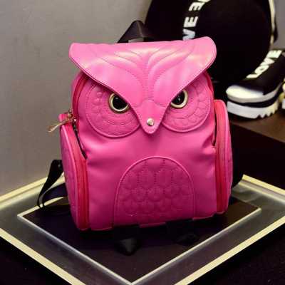 推荐New Fashion Women Bag Leather Owl Travel School Backpack