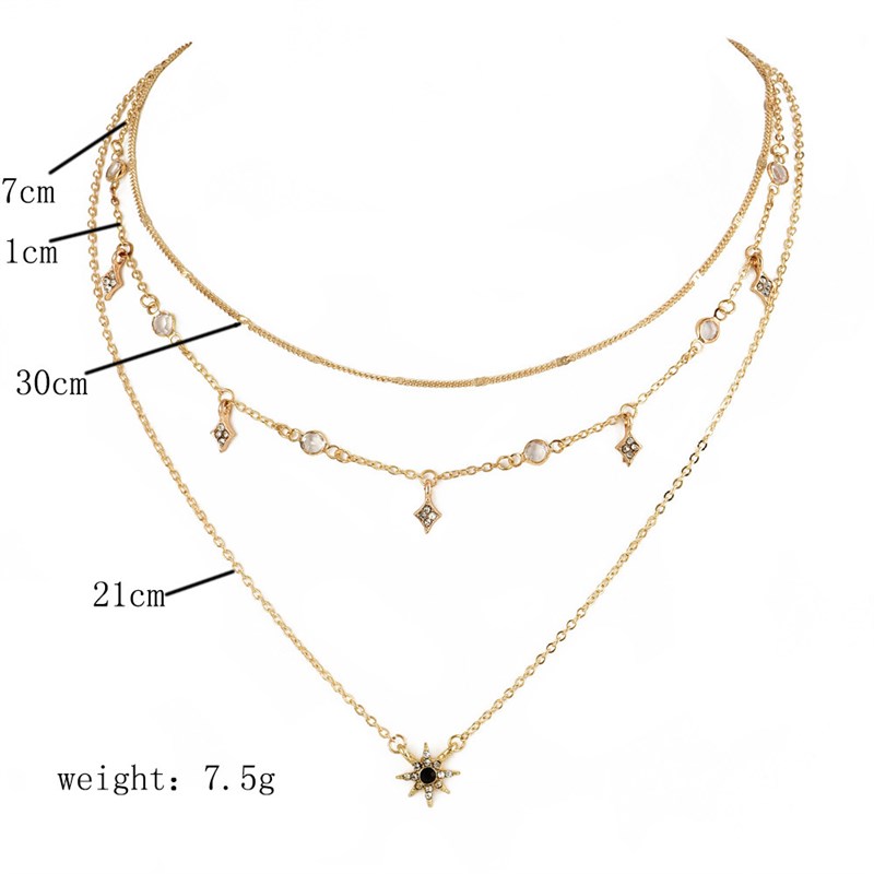 NewnFbashion Multi-Nayer Star Pendant lecklace Pe dant Multi 个人护理/保健/按摩器材 皮肤测试仪器 原图主图