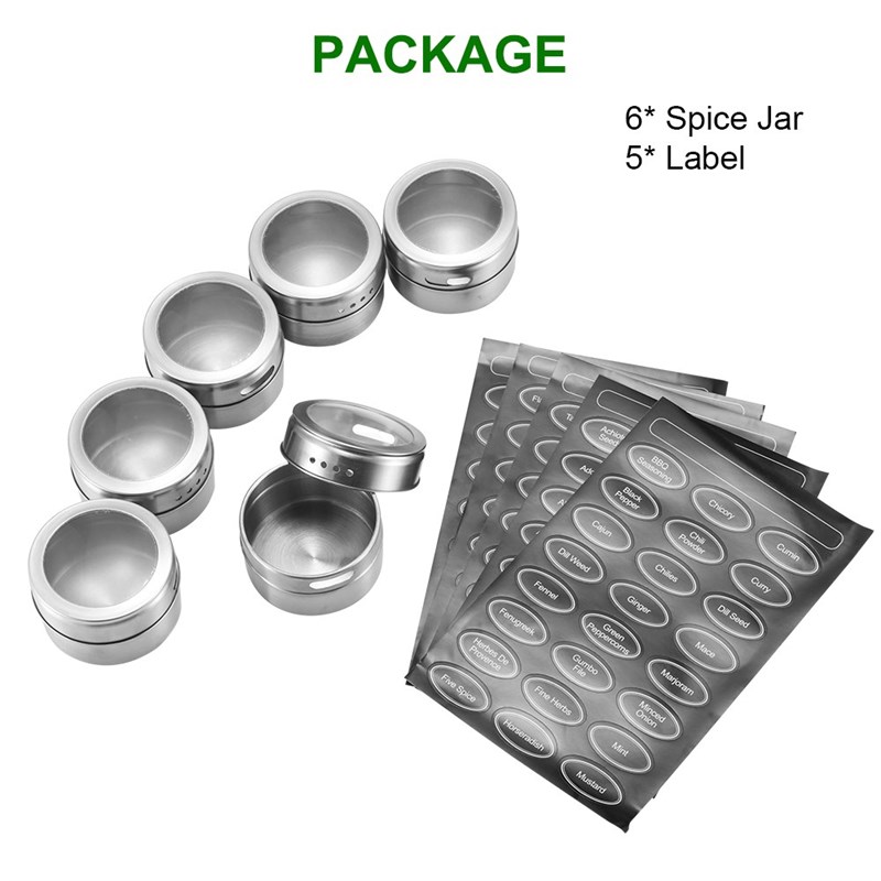 6PCS Magnetic Spice Jar ers Salt Holder Box Shaker Spices C