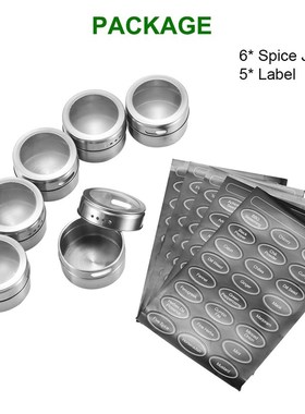 6PCS Magnetic Spice Jar ers Salt Holder Box Shaker  Spices C