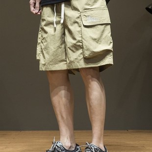 新款 男2024夏季 男士 五分休闲裤 潮 冰丝速干工装 子胖子宽松大码 短裤