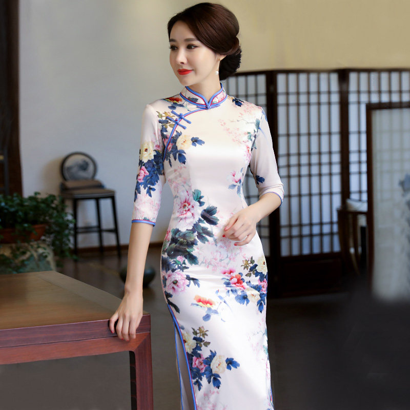 香云纱旗袍连衣裙女改良年轻春秋旗袍