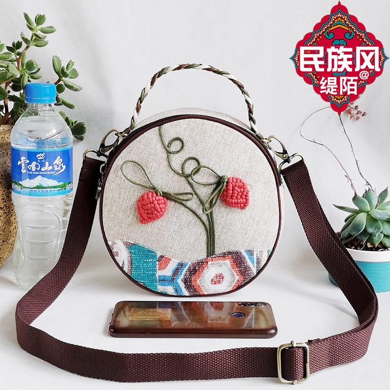 小包包女包新款布艺时尚百搭小圆包网红宽带手提单肩包斜挎手机包