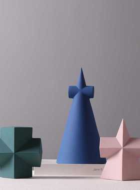 北欧极简几何体摆件创意家居客厅酒柜样板间桌面星形陶瓷小装饰品