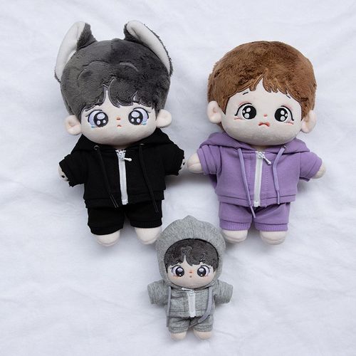 101520cm娃衣连帽卫衣拉链棉花娃娃毛绒玩具公仔娃用衣服百搭现货