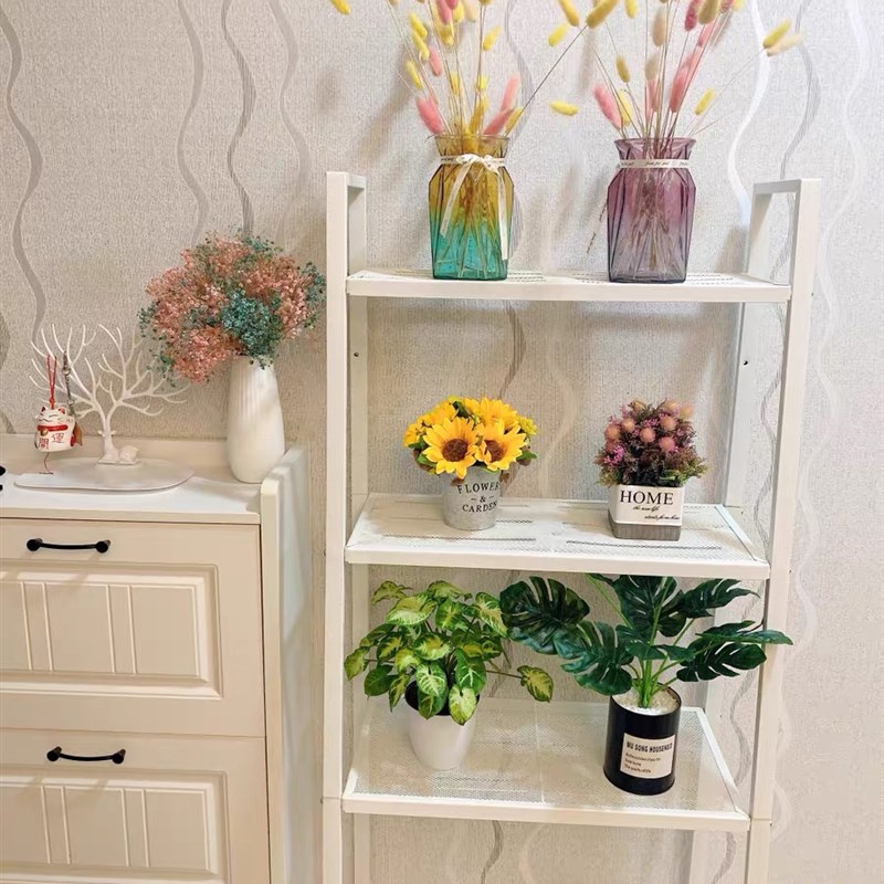 新品置物架书架落地卧室铁艺收纳B架厨房储物架阳台多层客厅梯形