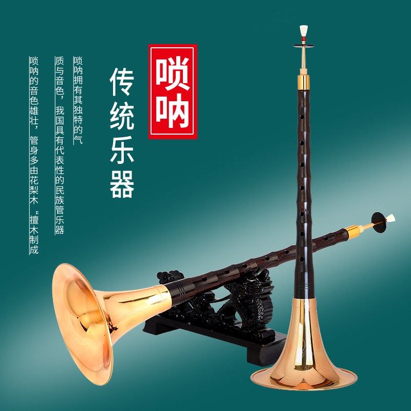 老料黑檀唢呐乐器初学者成人唢呐演奏级D调民族乐器喇叭
