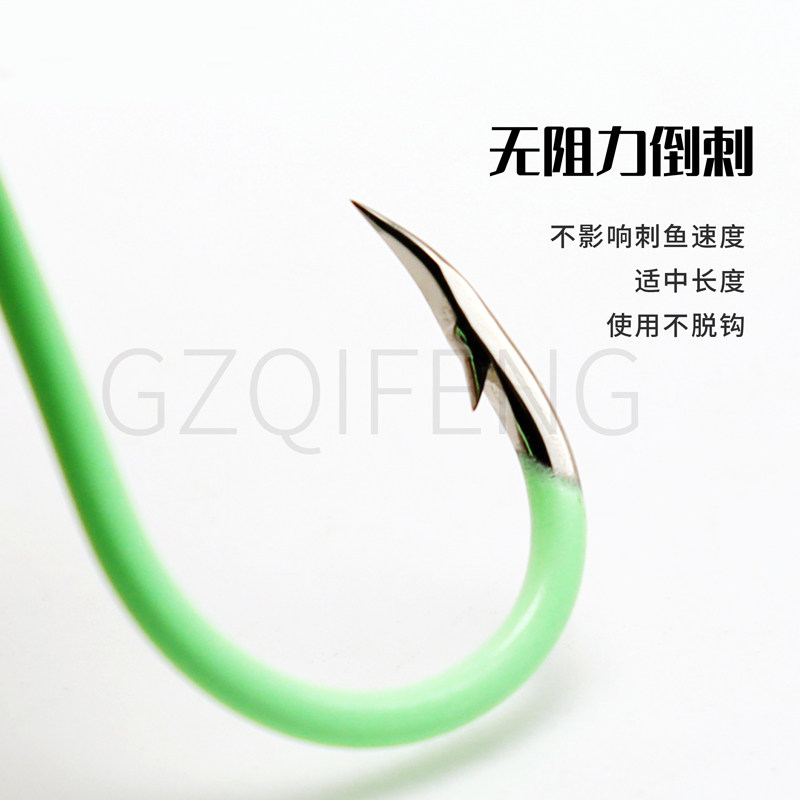 现货管付c千又荧光夜光钩黄鸡黄鱼矶钓海船钓有倒刺带圈歪嘴三角