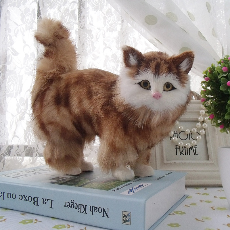 速发仿真动物猫咪会叫玩偶儿童毛绒宠物猫咪模型摆件电视卧猫静态