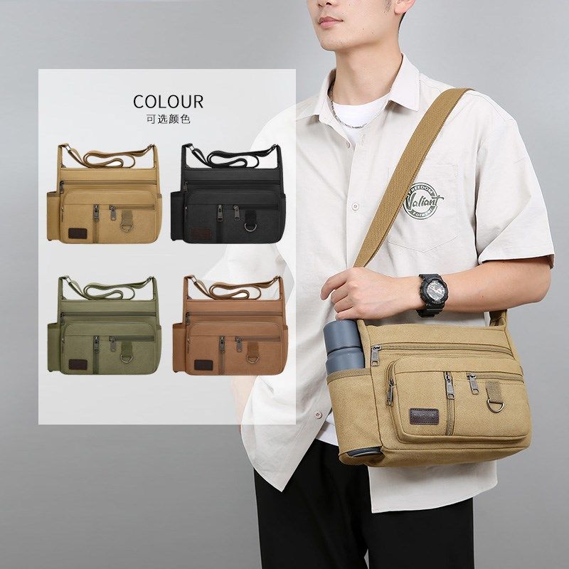帆布包男士单肩包斜挎包多层大容量背包休闲包可装大水杯复古男包,箱包皮具/热销女包/男包,男士包袋,淘宝优惠券,粉丝福利购,淘宝优惠卷