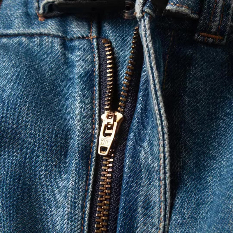 高端重磅紫标微锥形牛仔裤男w日系复古宽松大码直筒九分长裤美式