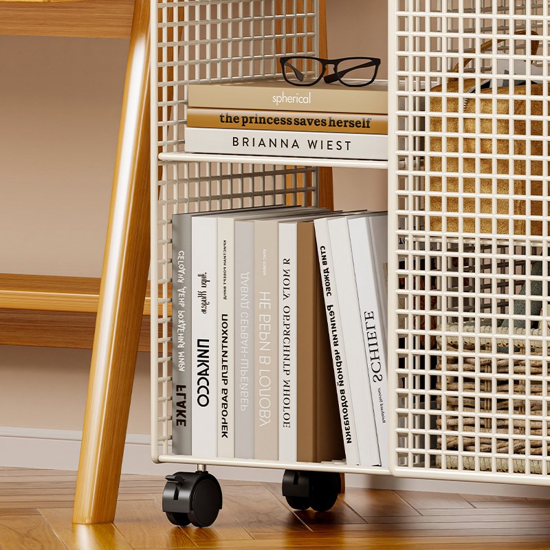 可移动桌边收纳架家用书桌旁书本带轮落地书架教室学生桌下置物架