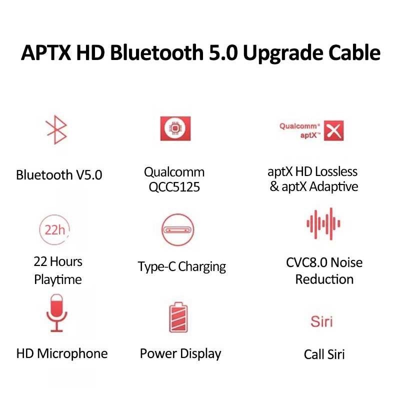 推荐QCC5125 aptX Adaptive Audio Bluetooth Cable MMCX 2PIN A2