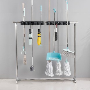 新款落地拖把架扫把架挂放墩布置物架收纳整理挂钩清洁工具固定架