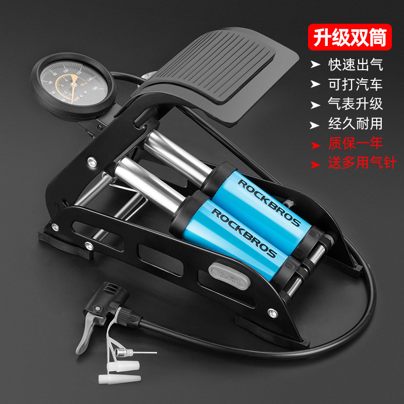 新品自行车打气筒高压家用脚踩电动摩托篮球汽P车充气泵气压表单