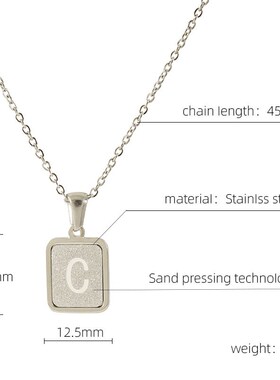 欧美冷淡风不锈钢压砂26大写字母D项链女钛钢个性时尚字母吊坠