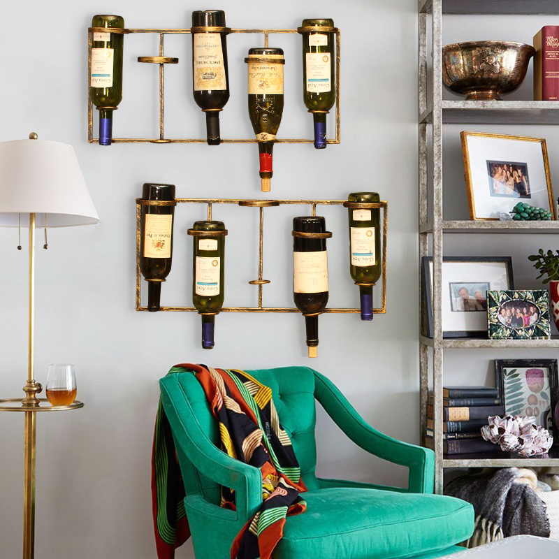 美式墙壁红酒架挂件创意铁艺酒吧装D饰置物架壁挂展示墙面葡萄酒