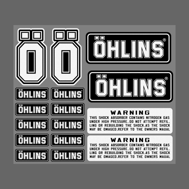 适用于OHLINS欧林斯避震器改装用品黑色套装摩托车机车反光贴纸
