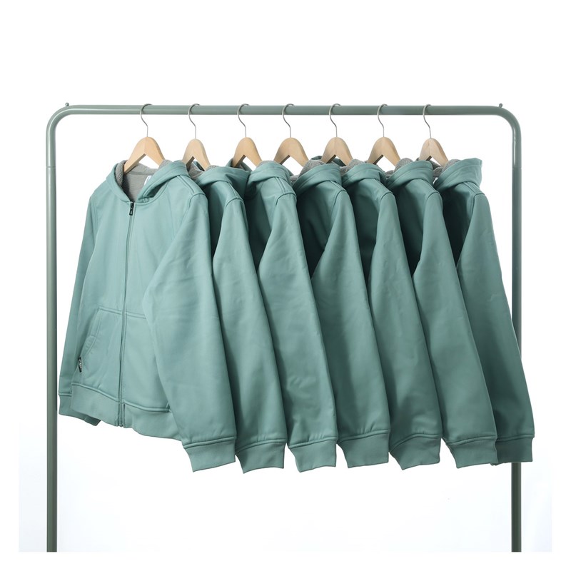 冬季防水防风淡绿色豆绿色外套加绒开衫拉链连帽卫衣男女bf风潮流